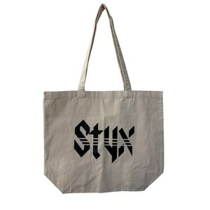 Styx Band Logo Canvas Tote Bag Classic Rock Music Merch Beige Black Graphic